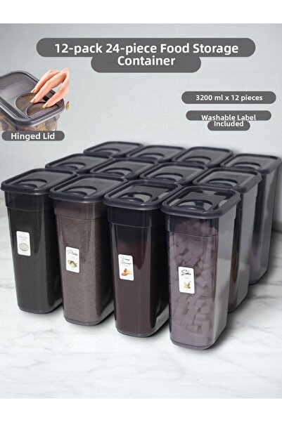 Buclee 12-Piece 24-Compartment 3.2 Lt Food and Grain Storage Container Set wi...