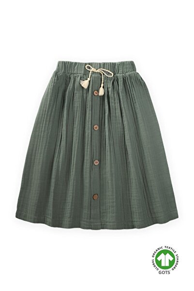 Cigit Organic Muslin Skirt 2-8 Years Khaki Green