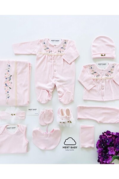 Mert Baby 11-Piece Organic Hospital Discharge Set with Sequential Floral Embr...