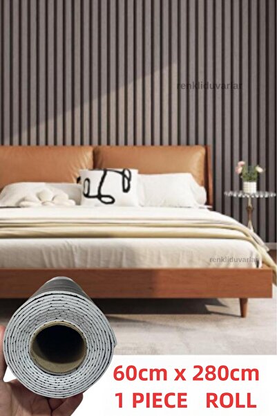 Renkli Duvarlar ورق حائط ذاتي اللصق بتأثير رمادي فحمي منقوش 60 سم × 280 سم قطعة واحدة لوحة حائط ورقية GS8002