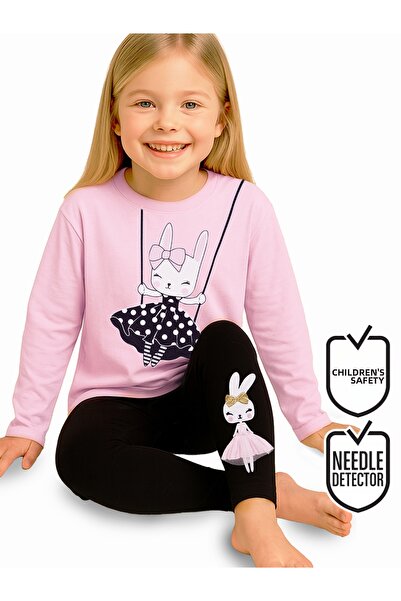 Denokids Dotted Rabbit Girl's T-Shirt Leggings Set
