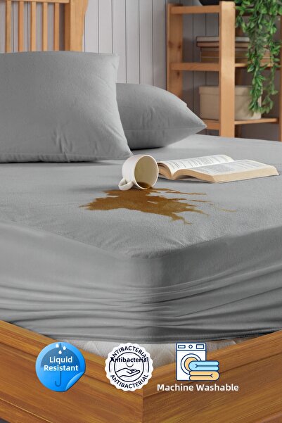 Formeya Сив микро протектор за матрак с пълен ръб, водоустойчив, устойчив на течности, протектор за матрак за бебе, единичен/двоен, размер „king size“