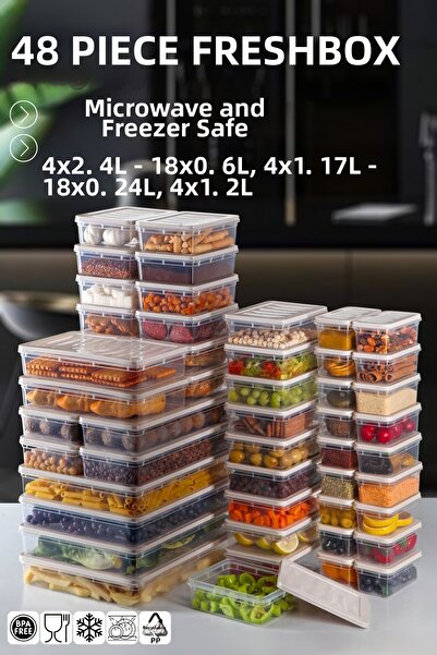 Nandy Home Set de 48 bucăți Freshbox Set de recipiente de depozitare potrivit...