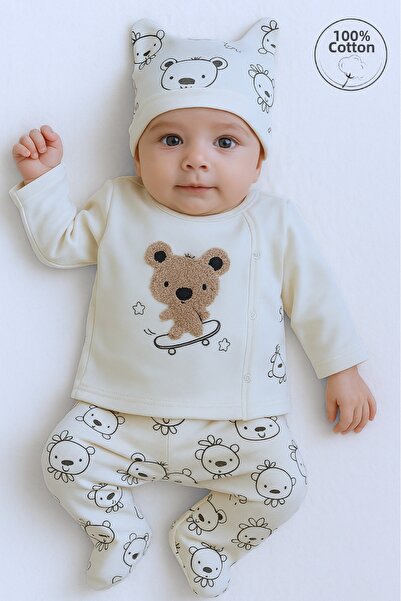 GizaKids 100% Cotton 0-3 Months Newborn Baby Hospital Discharge 3-Piece Set