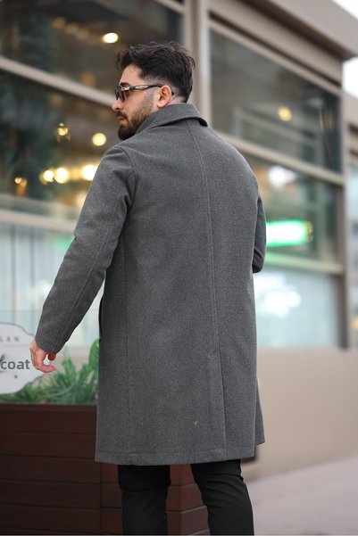 MİS MODA Men's Oversize Winter Long Stamp Coat