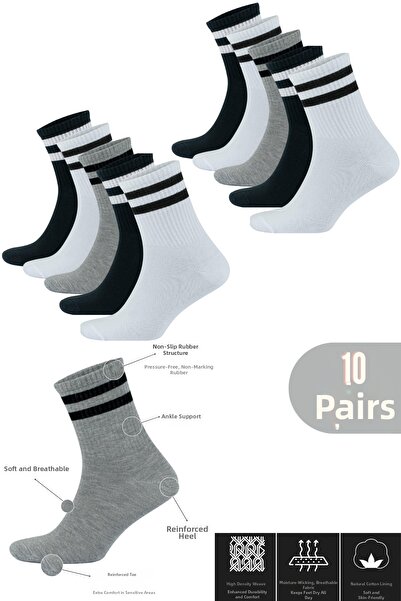 Lüx Kral Комплект дамски мъжки обикновени чорапи на райета (10 ЧИФТА) с четвъ...