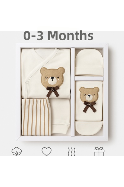 MYZİ STORE Newborn Baby 5-Piece Hospital Release Set – 100% Cotton – Embroide...