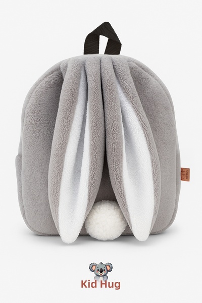 KidHug Rucsac de pluș cu ureche de iepure gri Geantă pentru copii |   27 cm |...
