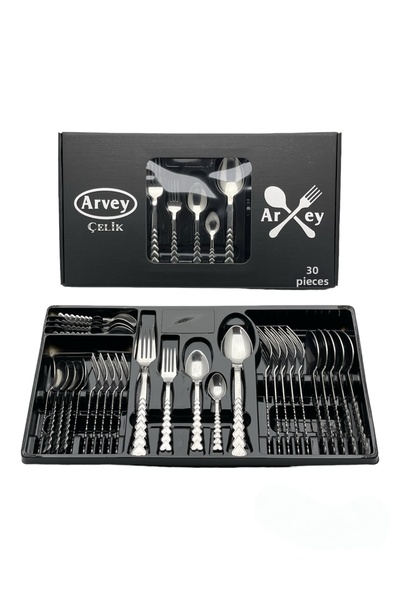 ARVEY طقم ملاعق وشوكة مكون من 30 قطعة مكون من 6 أشخاص مع نموذج قلب