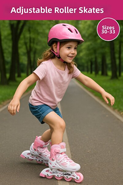 CAN زلاجات مضيئة قابلة للتعديل |   زوج من أحذية التزلج ذات الصف الواحد، وضع التدريب على العجلتين، مقاس 30-33