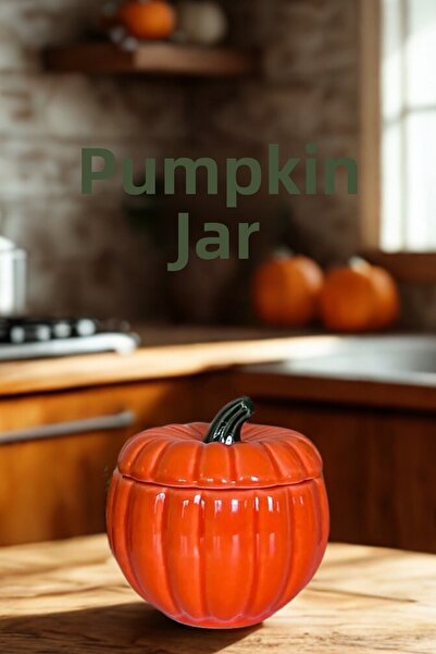 Woodcept. Small Size Decorative Honey Pumpkin Luxury Storage Jar, Sugar Bowl, Presentation Bowl 10X10 Cm, 250 ml