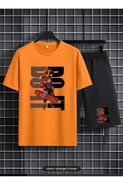 Derays Robot Printed Comfortable Fit Summer Men's Bottom Top Suit