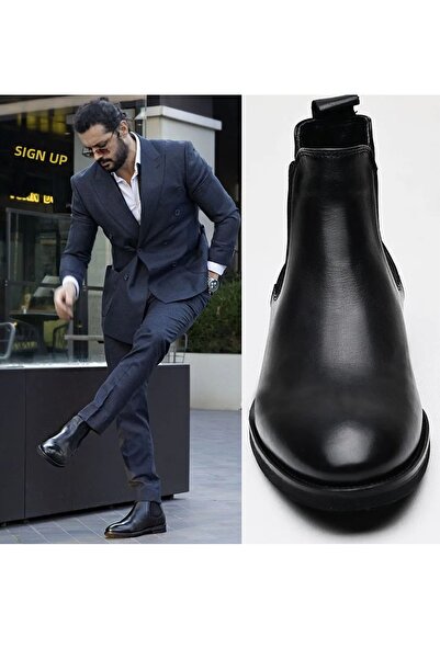 BENGAL Pánské boty ze 100% pravé kůže černé Chealse
