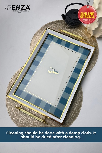 Enza صينية تقديم وفطور حديثة للشاي والقهوة مقاس 48 × 29 سم