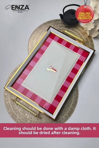 Enza صينية تقديم وفطور حديثة للشاي والقهوة مقاس 48 × 29 سم