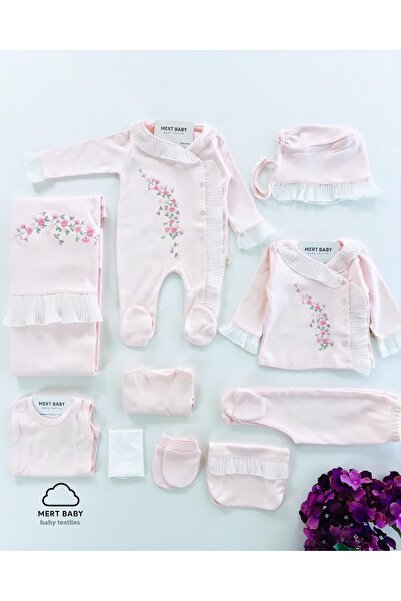 Mert Baby Floral Embroidered Lace 10-Piece Organic Hospital Discharge Set 100...