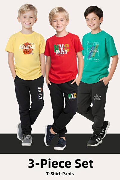 FYK KİDS بدلات رياضية للأولاد مكونة من 3 قطع