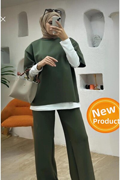 New Lune Women's Clothing 3-Piece Set, Scuba Fabric, High-Waist Pants with Po...