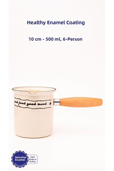 EMAYlab وعاء قهوة بمقبض خشبي من المينا من موود (500 مل - 6 أشخاص)