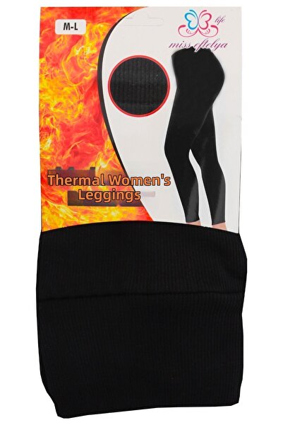 MissChic Γυναικείο Μαύρο Ψηλόμεσο Ριμπ Θερμικό Κολάν