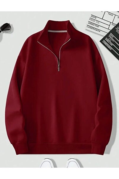 trendgar Vínová mikina se stojáčkem na zip Oversize Unisex