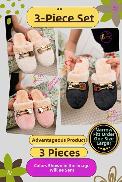Modafırsat Dámské zimní pantofle - Balení 3 kusů hostujícího věna Bundle Svatební neformální domácí pantofle