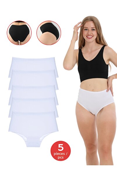 FOURAA سراويل داخلية قطنية عالية الخصر للسيدات 5 قطع