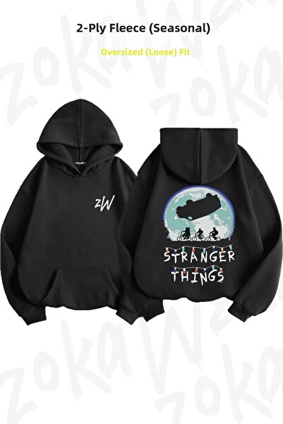 ZOKAWEAR سويت شيرت بغطاء للرأس كبير الحجم مطبوع عليه ظهر السيارة من Stranger ...