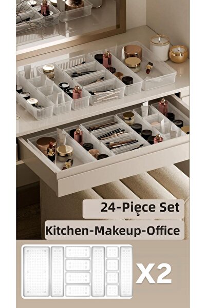 Bayev 24 részes állítható fiókos rendszerező ékszer- és sminkdobozos evőeszköz 4-es méret