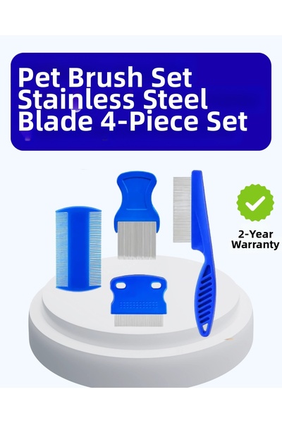 Epilons مجموعة أمشاط متينة ومتعددة الأغراض للعناية بالحيوانات الأليفة (4 قطع)...