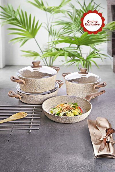 LAVONNI طقم أواني طهي جرانيت 7 قطع من دييز - كابتشينو