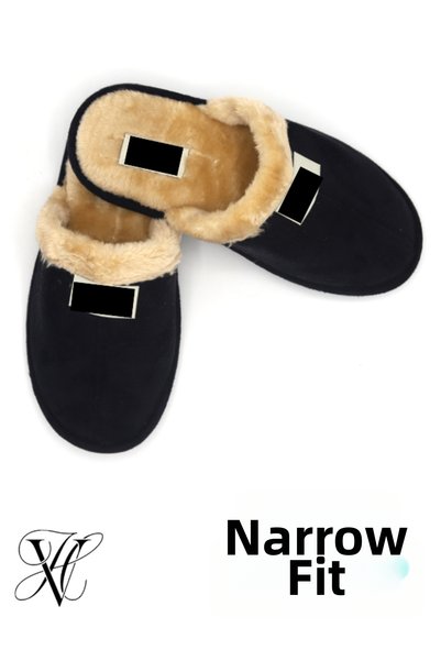Vwear Unisex Soft Soled Fluffy Warm Lined Home Garden Slippers (Narrow Fit)