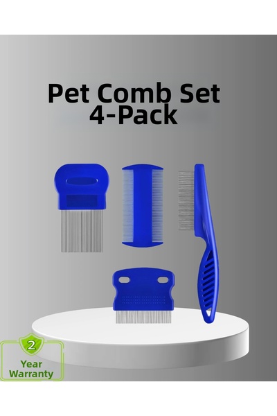 Epilons مجموعة تنظيف شعر القطط والكلاب المكونة من 4 قطع - من الفولاذ المقاوم ...