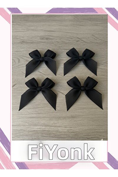 Fiyonks Atölye Linen Ribbon Ready-Made Bow, 10 Pieces Decorative Bow Ready-Ma...