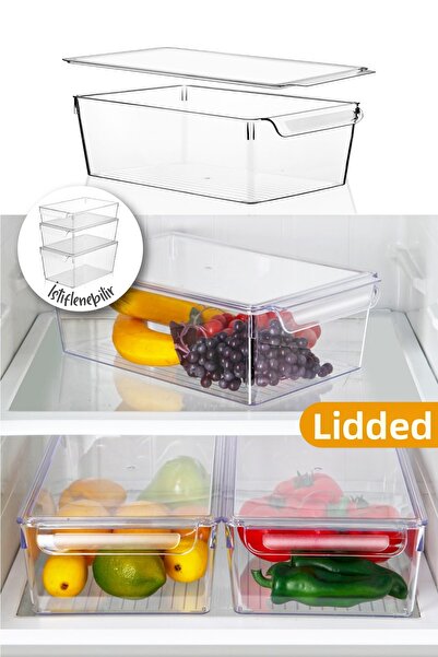 Vienev 3 buc. Organizator frigider fara capac Set organizator mediu Container transparent pentru depozitare legume fructe