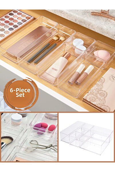 Bayev مجموعة منظم أدراج قابلة للتعديل Lv 216 مكونة من 6 قطع منظم أقلام للمجوهرات وصندوق المكياج