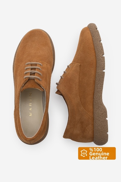 Marjin Női valódi bőr Oxford cipők Fűzős alkalmi cipők Allen Suede