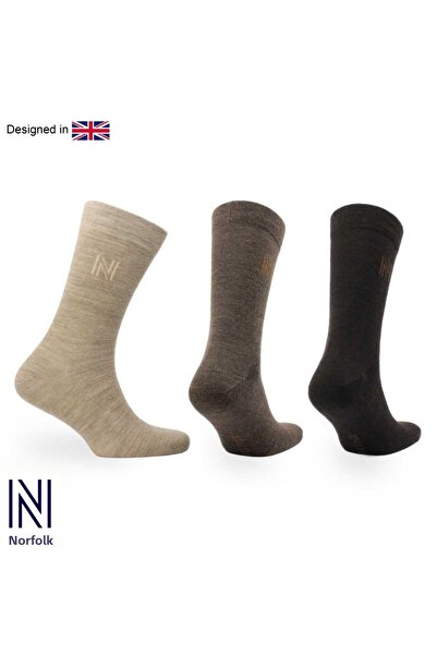 NORFOLK Stockholm Merino Wool Thin Knit Premium Casual Everyday Socks 3 Pack Coffee Shades