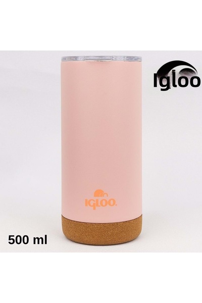 IGLOO Cork Mug 500ml Thermos Mug Cup Flask Salmon