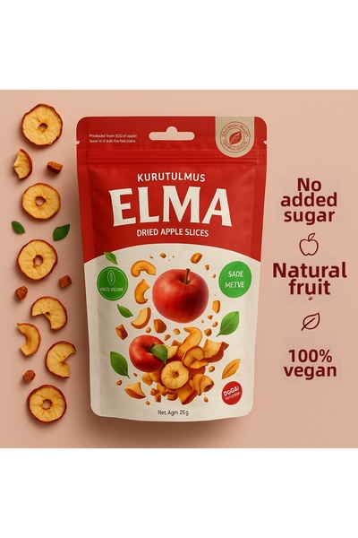 ASELYA شرائح تفاح مجففة طبيعية 10 × 25 جرام - بدون إضافات، بدون سكر، 100% فاك...