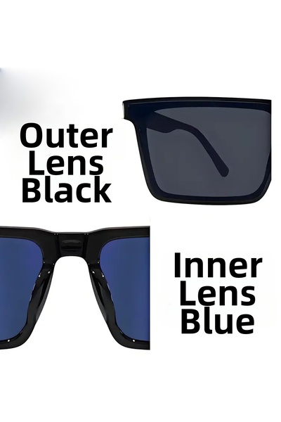 Filmaldım Black Black Square Glasses Sunglasses Windproof