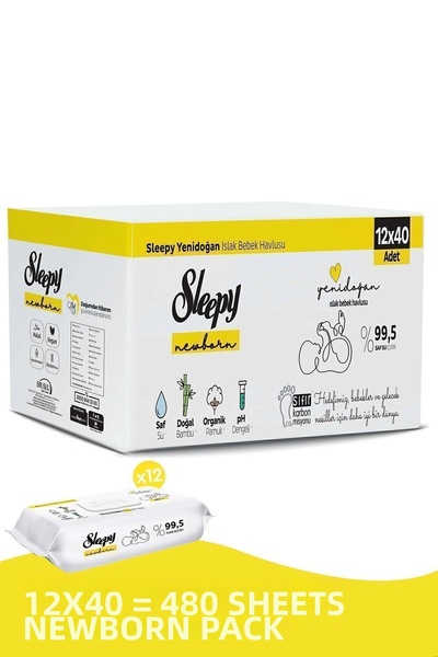 Sleepy مناديل مبللة لحديثي الولادة 12x40 (480 ورقة)