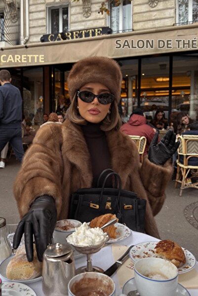 Mağazam Online Dámská zimní čepice Kalpak Čepice z měkkého plyšového umělého kožíšku - Mink Earth