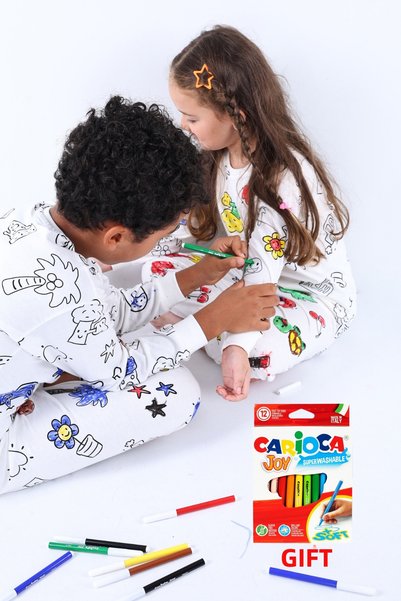 ZUZUNGA Children's Pajamas Set Can Be Painted with the Most Cute Figures Custom Pencil (12 Pieces Pencil Set Gift)