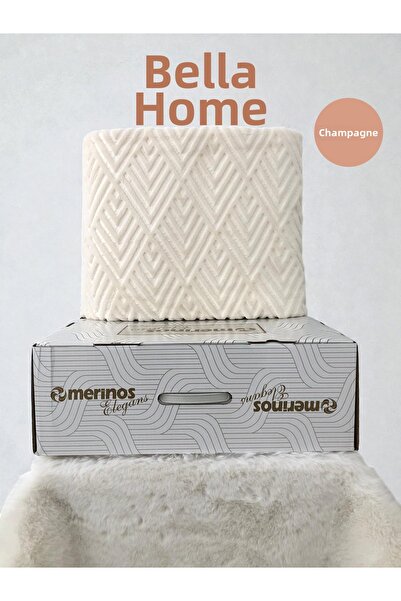 Bella Home بطانية إيليجانس إمبوس فردية - مع العلبة الأصلية - 160×220 سم - ألو...