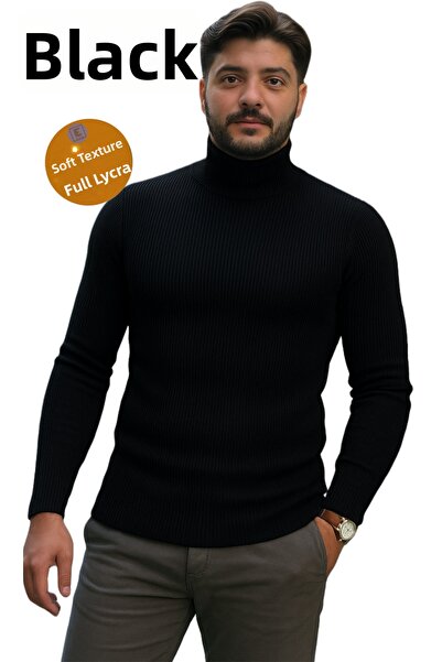 EMKA GİYİM Pulover slimfit pentru bărbați, cu gât înalt, din licra