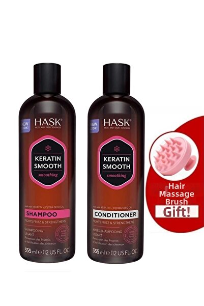 HASK شامبو بروتين الكيراتين + بلسم 355 مل، مجموعة من قطعتين
