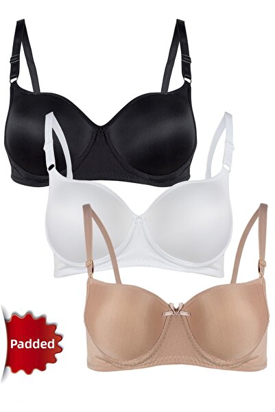 Rare White حمالة صدر نسائية مبطنة مكونة من 3 قطع