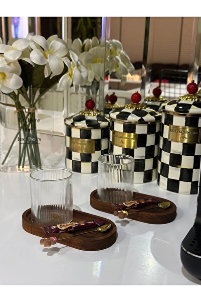 SAMMWOOD صينية خشبية مكونة من 4 قطع، صينية شاي، صينية قهوة، صينية تقديم مع عرض تقديمي