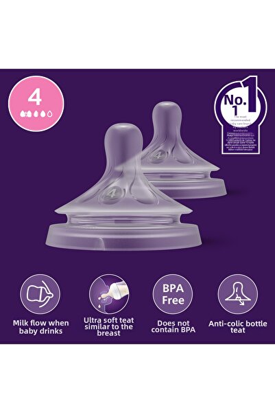 Natural Response 2-Pack Bottle Nipple, Size 4, Scy964/02